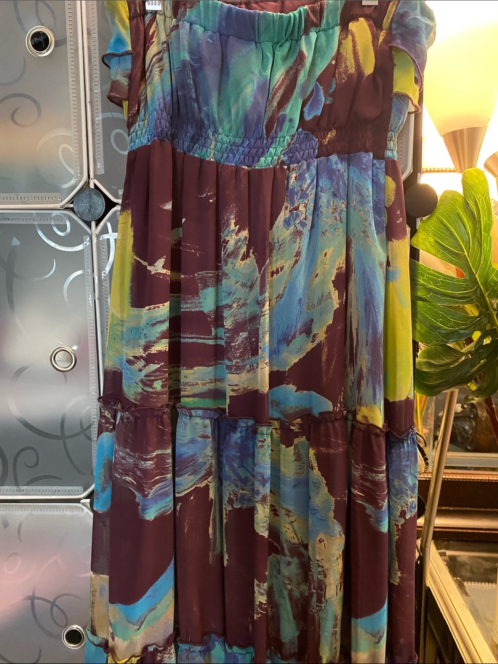 Strapless Multi-Color Ruffle Maxi Dress - Picture 3 of 4